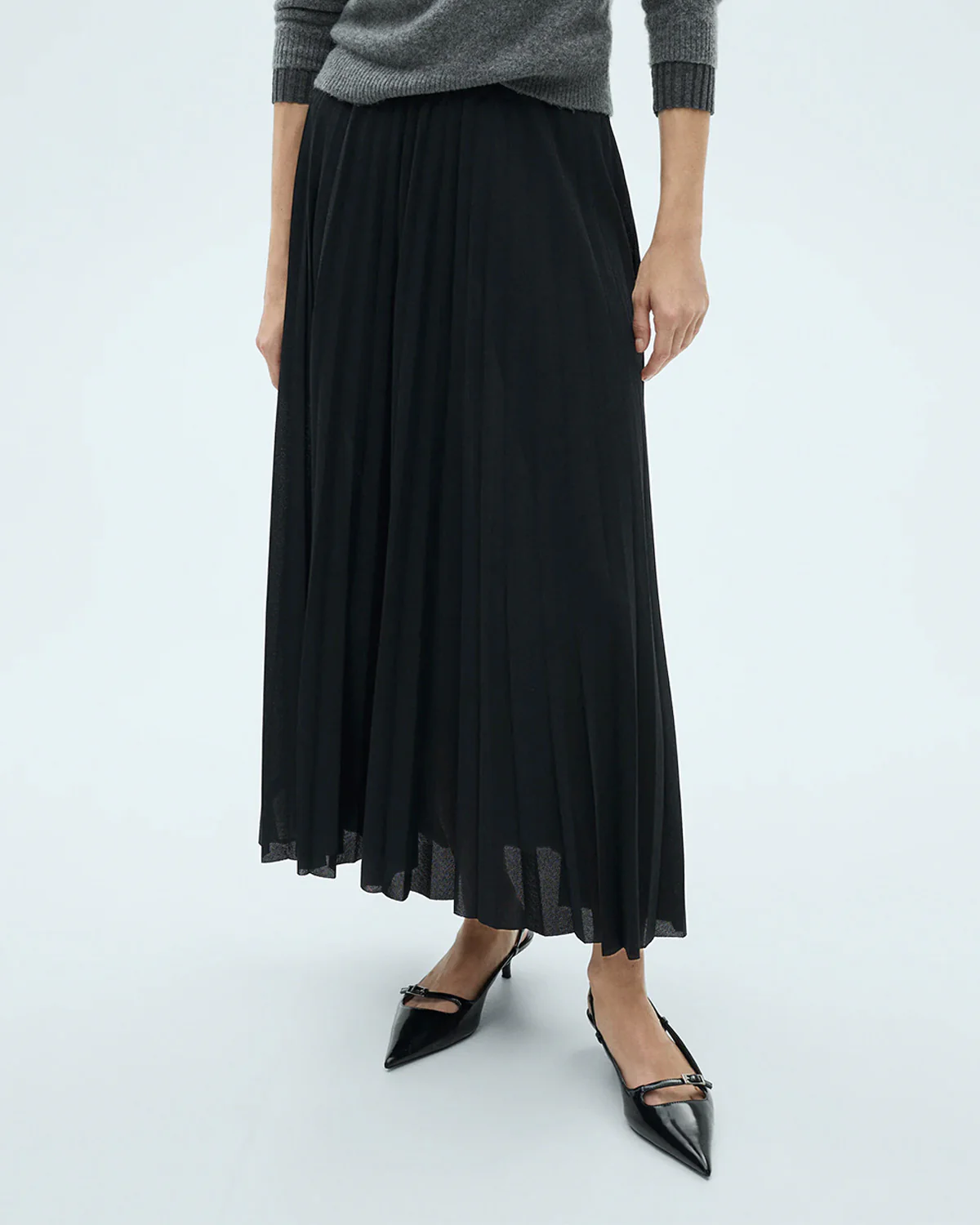 Pleated Black Maxi Skirt