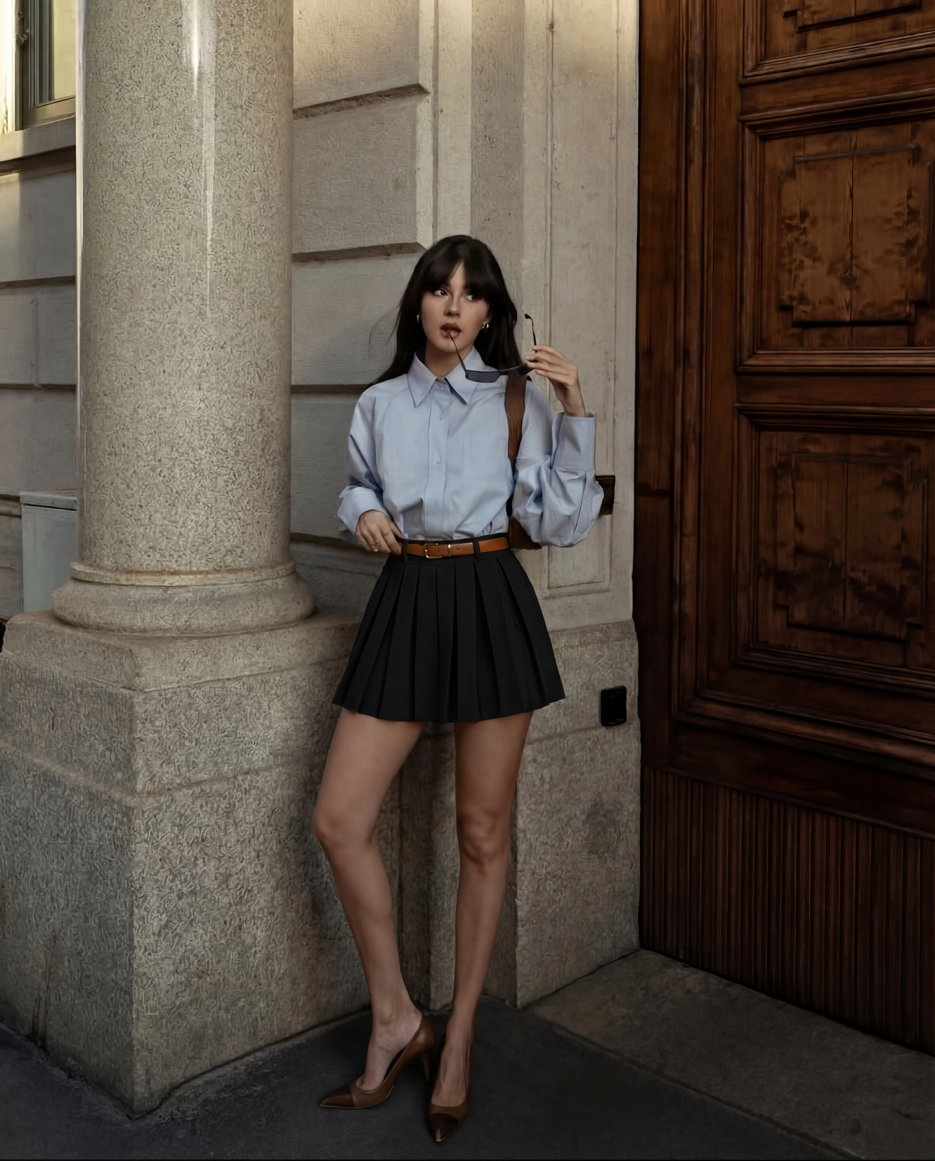 Pleated Mini Black Skirt - Image 2
