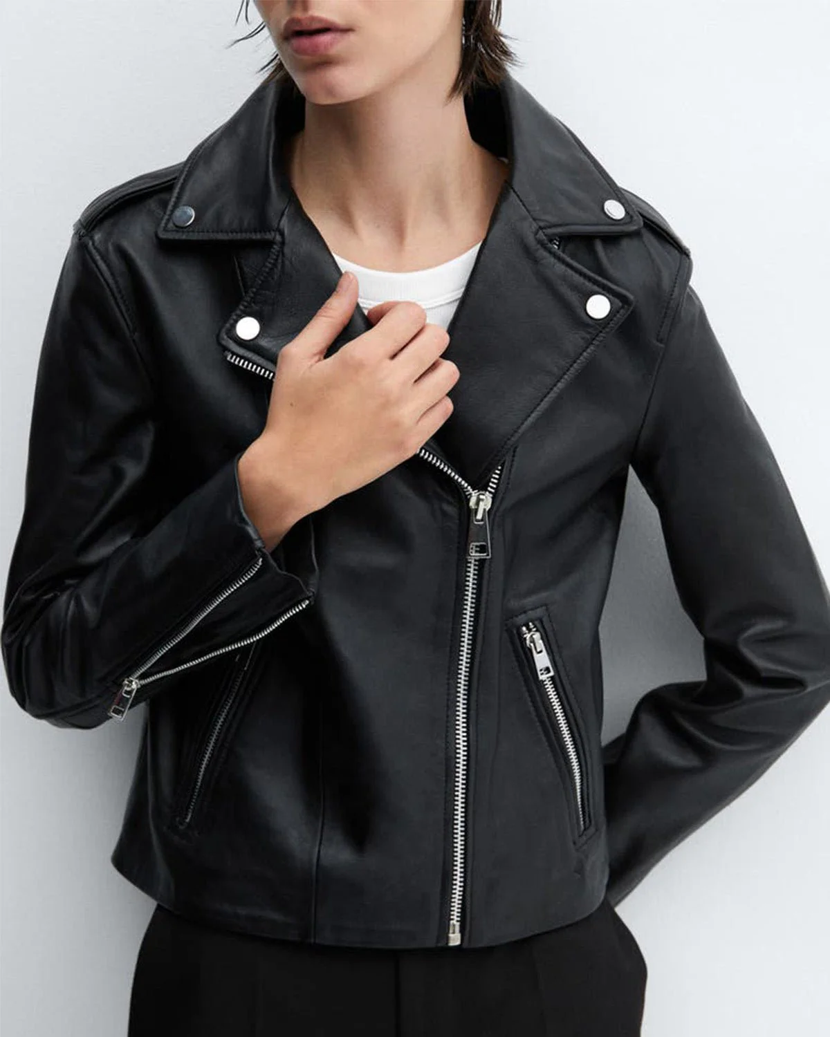 Textured Zip-Up Biker Jacket
