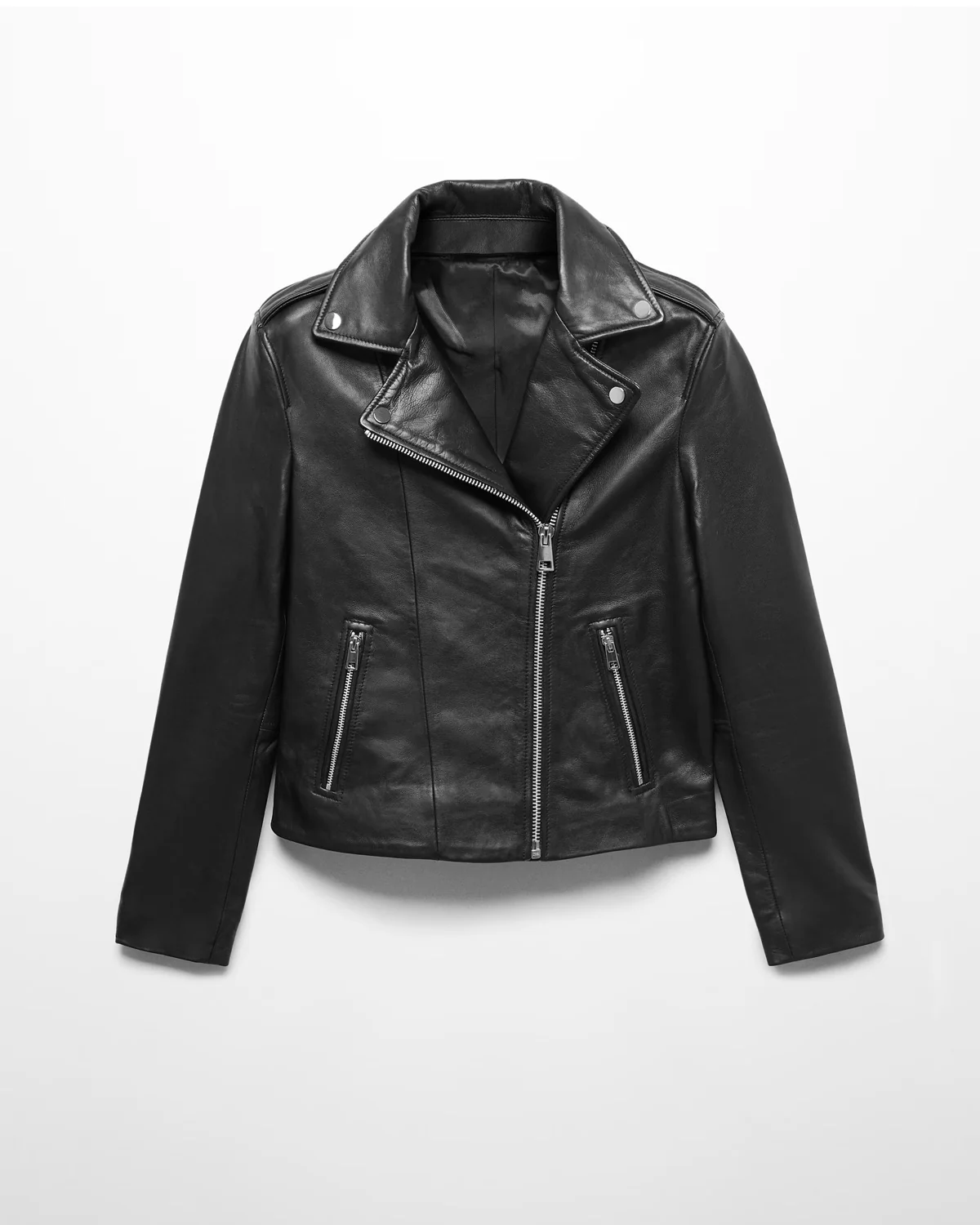 Textured Zip-Up Biker Jacket - Image 2