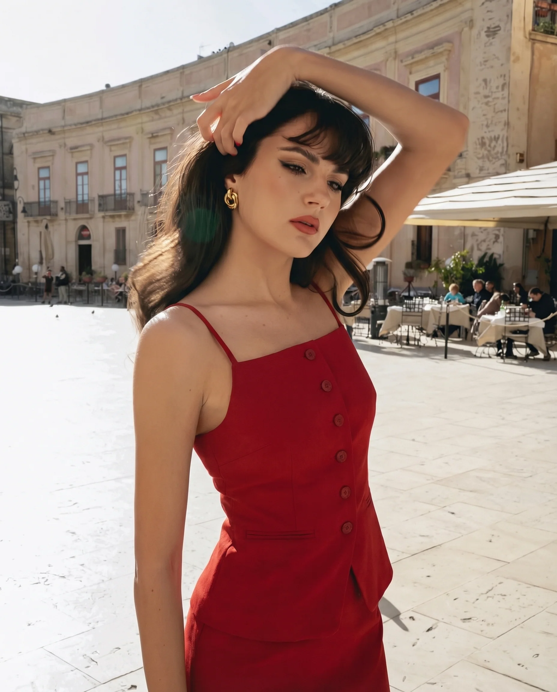 Vest and Skirt Co-Ord Set In Red - Image 2