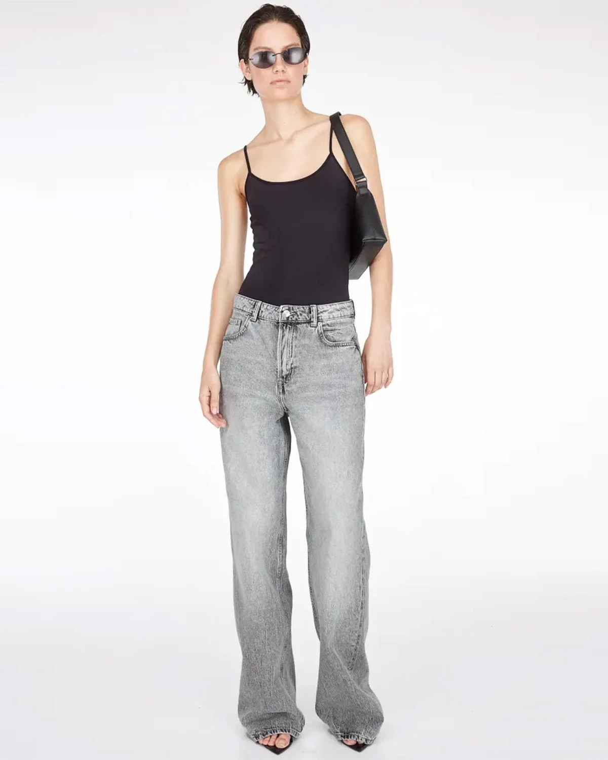 Washed Grey Straight Fit Jeans